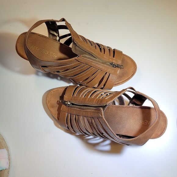 AEROSOLES WEDGE STYLE OPEN TOE ANKLE STRAP SANDAL - Picture 9 of 16